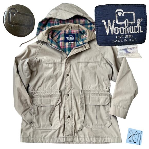 Woolrich Wool Blend Lined Hooded Barn Chore Coat Jacket Approx. Sz M - Picture 1 of 8